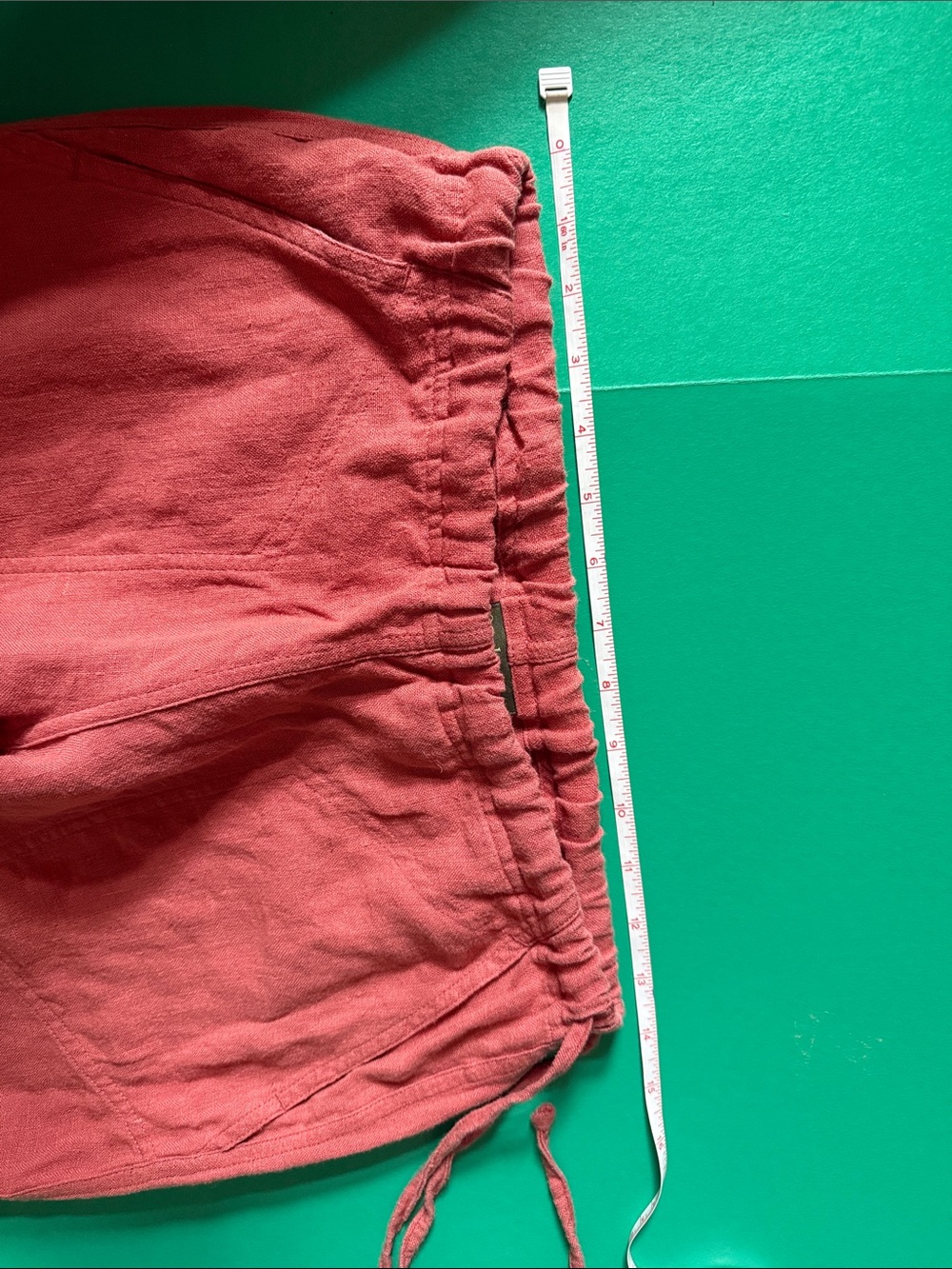 Relaxed Straight Leg Drawstring Pants in Coral 100% Hemp - Picture 7 of 9